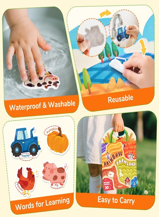 JoyCat Reusable Sticker Book Set (3-Pack): Farm, Pizza-Making, Weather - 90 Pcs Stickers for Toddlers, Kids Sticker Activity Book, Road Trip Travel Toys, Birthday Gifts for Boys and Girls - Image 3